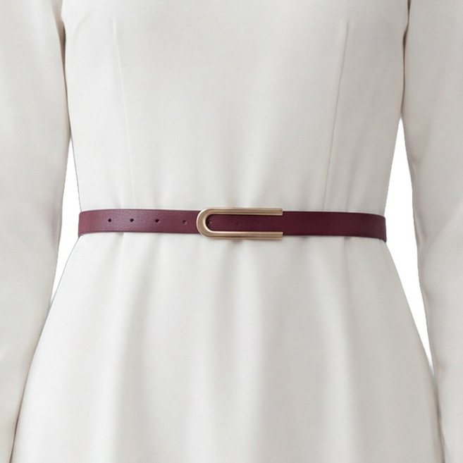 라뷰드 고급 여성 슬림 가죽 원피스 벨트 여자 정장 바지 허리띠 사계절 패션 밸트 와이드 금장 골드 버클 1cm