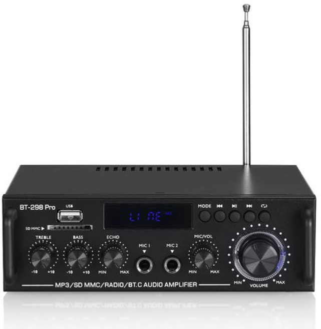 듀얼 MIC Bluetooth 5.0 파워 앰프 스테레오 USB 플레이어 홈 스피커 50W×2, 1개, 상세페이지 참조, 상세페이지 참조