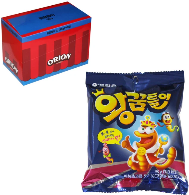 오리온 왕꿈틀이 98gX9봉 젤리/지렁이젤리/제리/간식, 98g, 9개 - 쿠팡