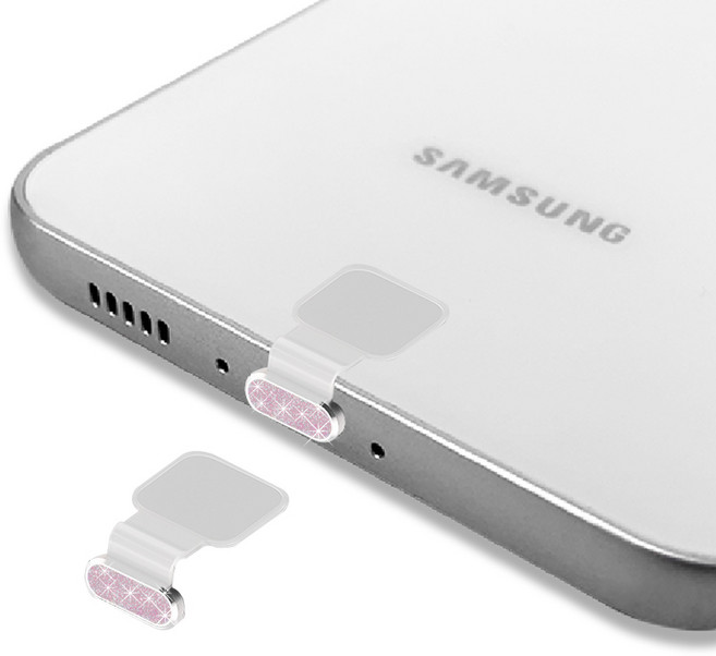 스마트폰 C타입 충전단자 먼지마개 부착식 글리터 반투명, 2개, 핑크