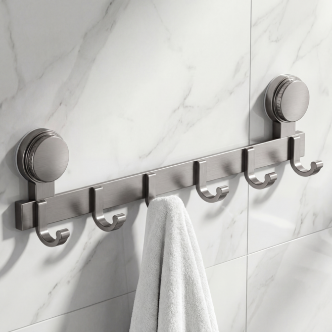 무타공 벽걸이 행거 고리 벽면 옷걸이 흡착식 욕실 샤워볼 후크걸이, 그레이, 1개