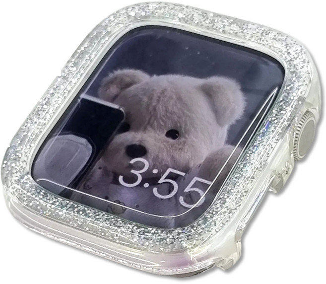 영스피플 애플워치 호환 반짝이 케이스 3 6 7 8 9 se2 울트라2 베젤링 테두리 커버, 실버, 1개