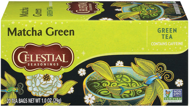 Celestial Seasonings 녹차 허니 레몬 인삼 카페인 함유 티백 20개6팩, 6개, 20개입, 3) Matcha Green Tea - 20 Count