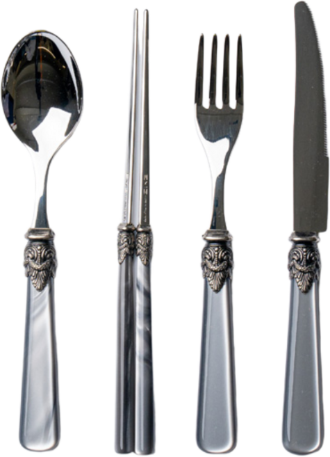 이엠이 나폴레옹 그레이 커트러리 4종 세트, 1세트, 스푼+젓가락+포크+나이프