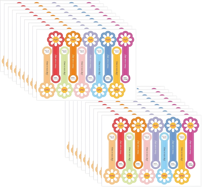 200개입 꽃잎 플라워 모서리 땡큐 스티커, 1세트, 혼합(S364) 200개