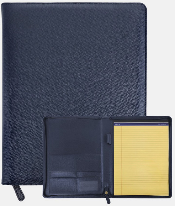 아인텍 핸드메이드 가죽 A4 레포트패드_AA22, 지퍼_네이비[H7204](1개), 1개