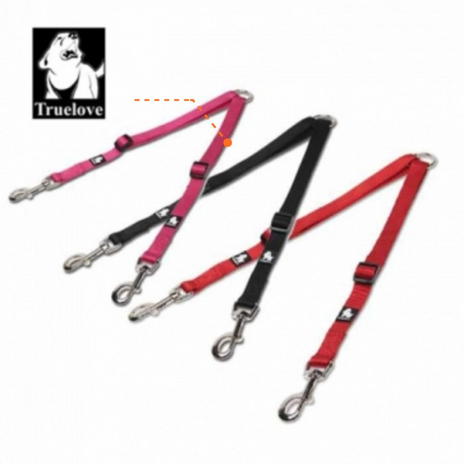 듀얼 트윈 두마리 다견 리드줄, 레드, 1개