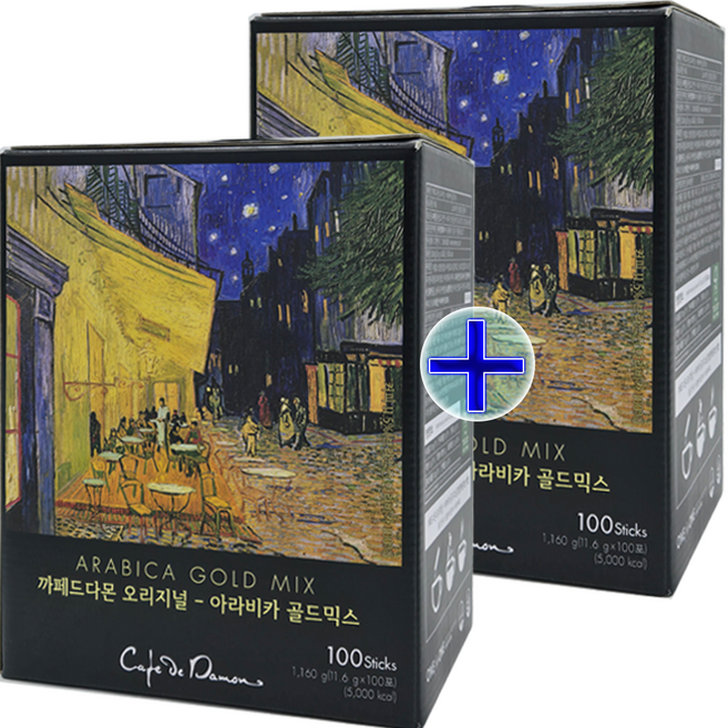 1+1 암웨이 까페드다몬 오리지널 골드믹스 100개 커피 믹스, 100개입, 2개, 11.6g, 11.6g