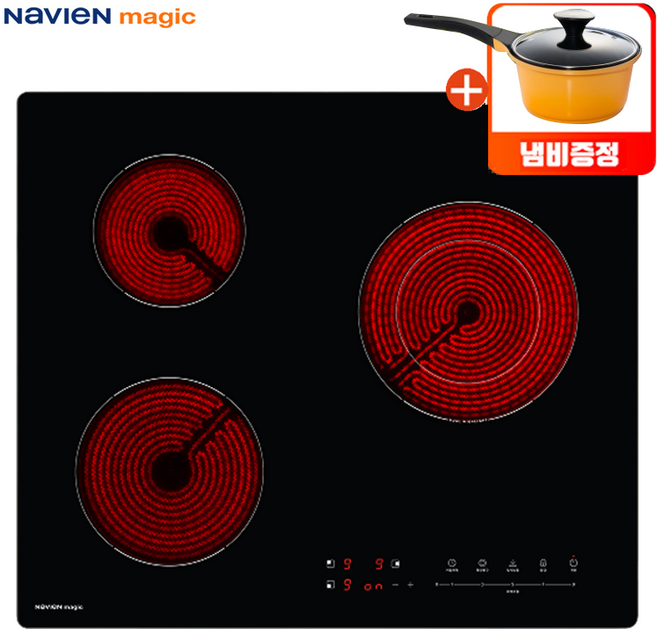 [전국설치가능/냄비증정] 나비엔매직 하이라이트 빌트인 전기레인지 3구 ERH-1403, 자가설치