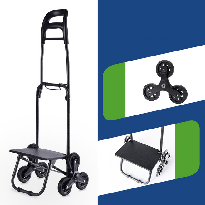 가벼운 장보기 카트 GIANXI 작은 손수레 계단식 접이식 작은 트레일러 손수레 카트 손수레 카트 가정용 휴대용 장바구니 가벼운 노인 손수레, 대형(베어링 휠+바닥판), 1개