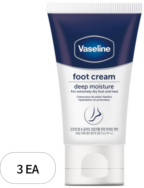 바세린 딥 모이스처 풋크림, 1개입, 3개, 55g