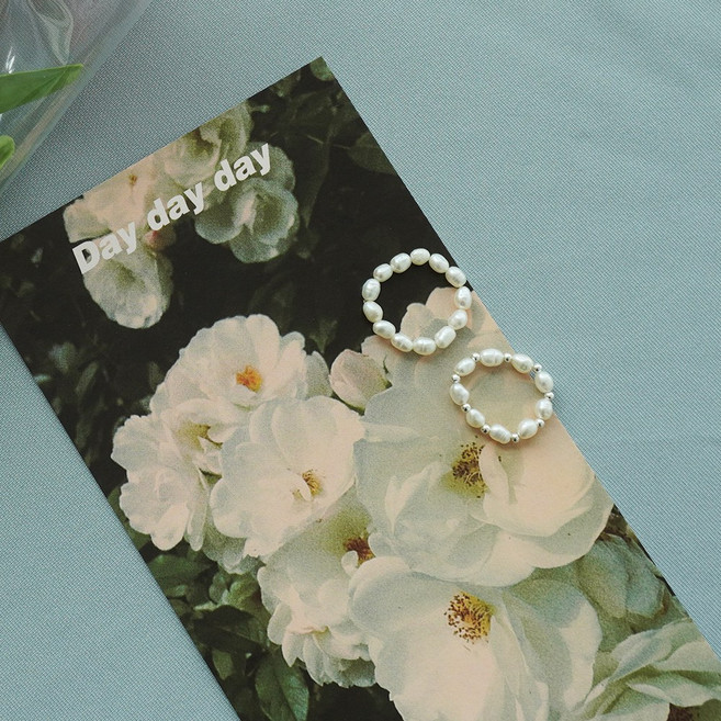 담수 진주 비즈 반지 링 2type 핸드메이드 실버 진주비즈 우정 패션 레이어드 원석반지