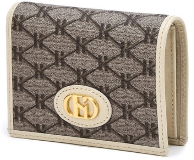 헤지스 베이지 패턴 가죽 반지갑 (선물포장)