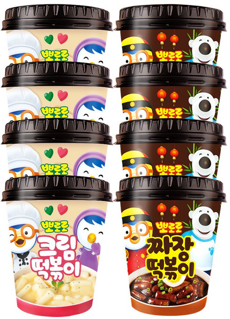 [뽀로로] 짜장2 크림2 (혼합 2종 2개입) 간편한고 맛있는 어린이 떡복이 추추천, 8개, 115g