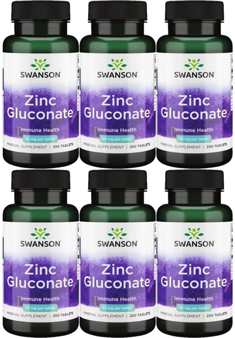스완슨 아연글루코네이트 30mg 250정, 6개 - 쿠팡