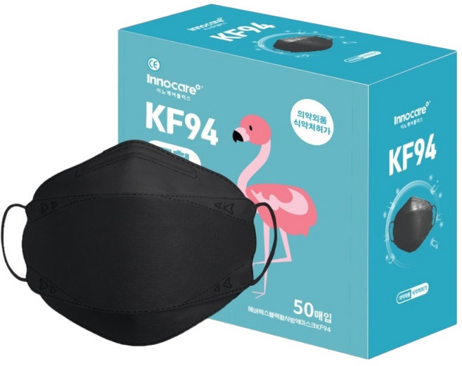 이노케어플러스 황사방역 마스크 중형 KF94, 50매입, 1개, 블랙