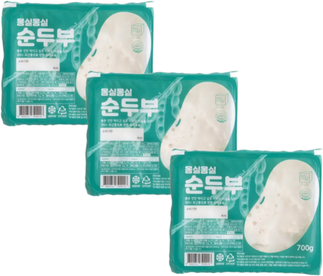 [정담두부집] HACCP 100%국산콩 수제두부 몽실몽실 순두부 700g, 3개