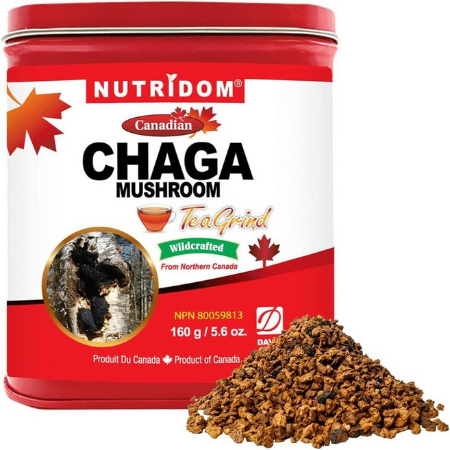 캐나다 NUTRIDOM 뉴트리돔 차가버섯 차 분쇄 알갱이, 4개, 160g