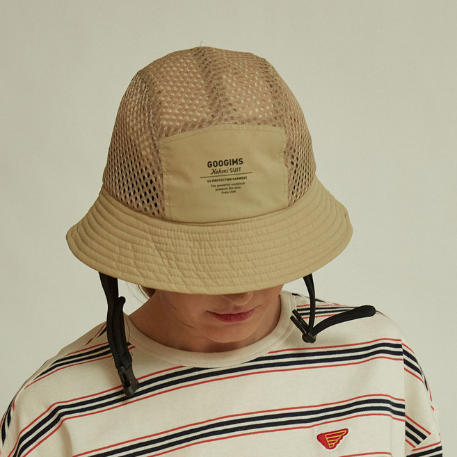 구김스 UV차단 방수 물놀이 아웃도어 스포츠 메쉬 서프 서핑햇 +카탈로그포함, 베이지(BEIGE)