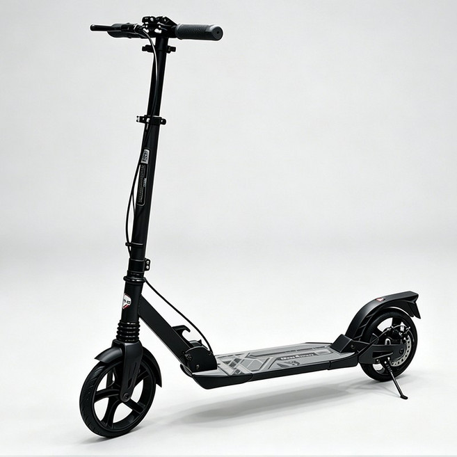 성인 청소년 공용 접이식 킥보드 휴대용 견고한 충격 흡수 듀얼 서스펜션, 1개, 블랙