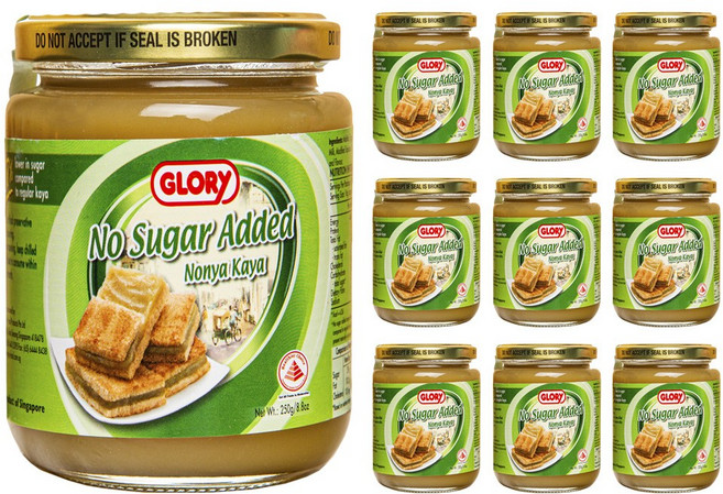 (가격인하) 싱가포르 프리미엄 카야잼 노슈가 ( 유통기한 6월3일까지 ) 무설탕 건강한잼, 250g, 10개