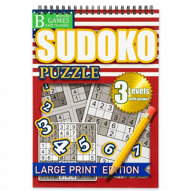 노인 치매 예방을 위한 치료적 속성이 있는 스도쿠 책 초급 중급 고급 레벨로 구성된 스도쿠 보드게임 완벽한 두뇌 자극 노인 인지 발달 도와주는 최적의 선택, 스타라이트 소나타, 각덕