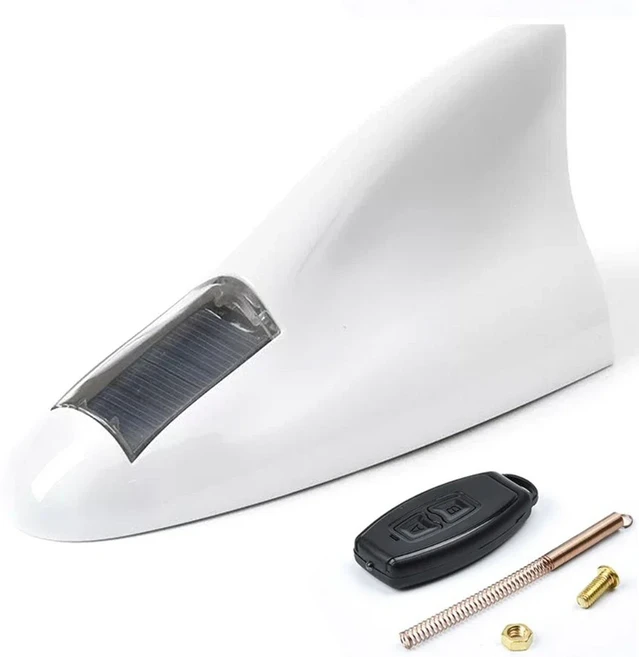 자동차 태양 경고등 범용 상어 지느러미 안테나 조명 LED 충돌 방지 모델링 장식 액세서리, 01 White