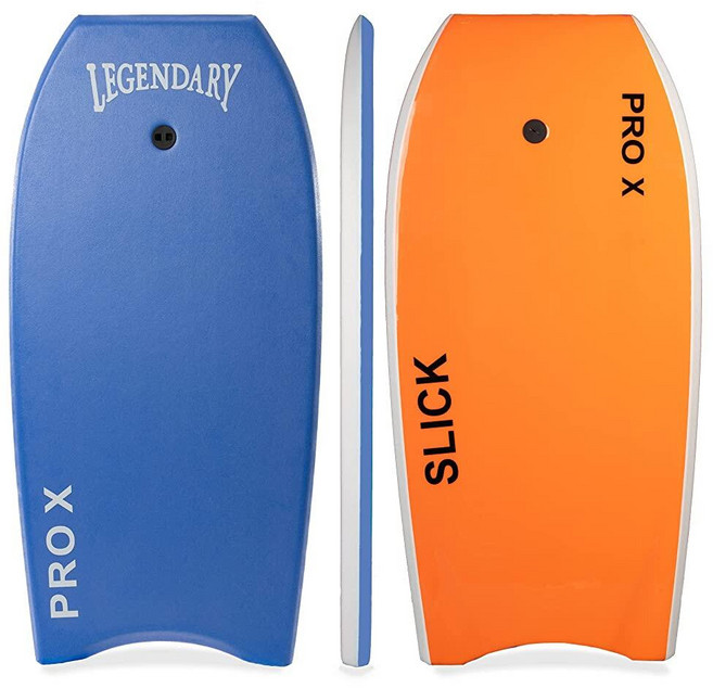 GYN Trade 열 접착 레젠더리 프로 X 바디보드 하드 슬릭 프린트, 37", Dark Blue/ Orange