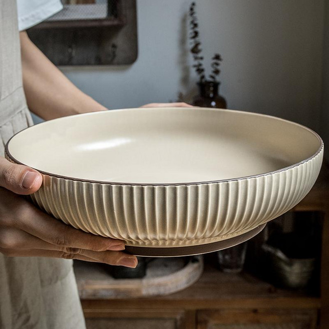 샐러드 대형접시 찜닭 도자기그릇 찜용 갈비찜, 10인치 딥 플레이트-녹색, 1개