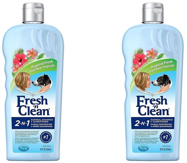 PetAg 투인원 도그샴푸 533ml 2팩 트로피칼 PetAg Fresh 'n Clean 2-in-1 Oatmeal & Baking Soda Formula, 2개 - 쿠팡