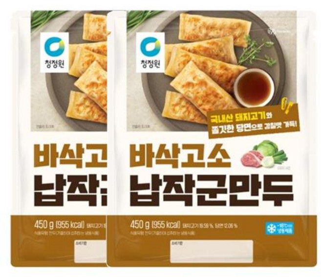 청정원 민속납작군만두, 2개, 450g