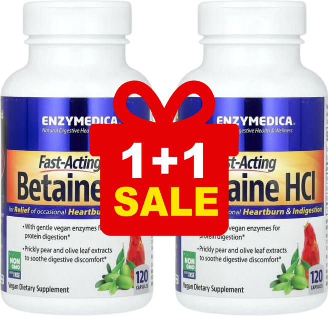 [2개] 엔자이메디카 베타인 HCL 120캡슐 산성 프로테아제 인산염 Mucosave, 120정, 2개
