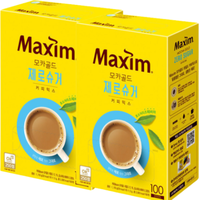 맥심 모카골드 제로슈가 100TX2, 12g, 100개입, 2개