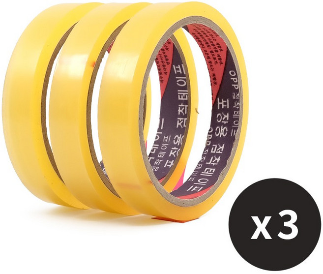 워니네 국산 OPP 3절 박스테이프 16mmx25m 문구 커터기 리필 테이프, 투명, 3개