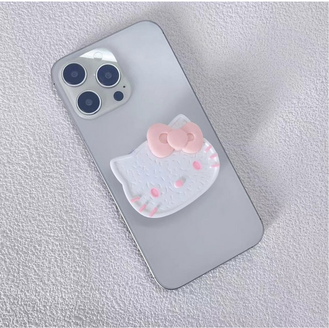 키티 고양이 거울 그립톡, 핑크