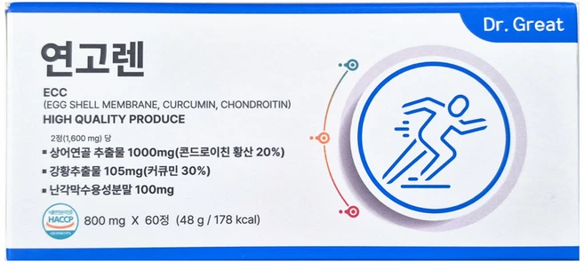 닥터그레잇 연고렌 ECC 콘드로이친 커큐민 난각막, 1개, 60정 - 쿠팡