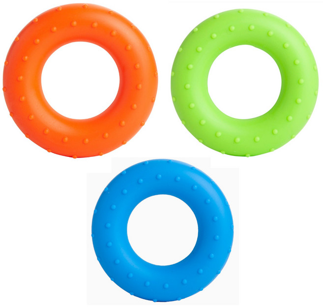 도넛 악력기 실리콘 무소음 3종 한셋트, 오렌지 블루 그린, 1세트