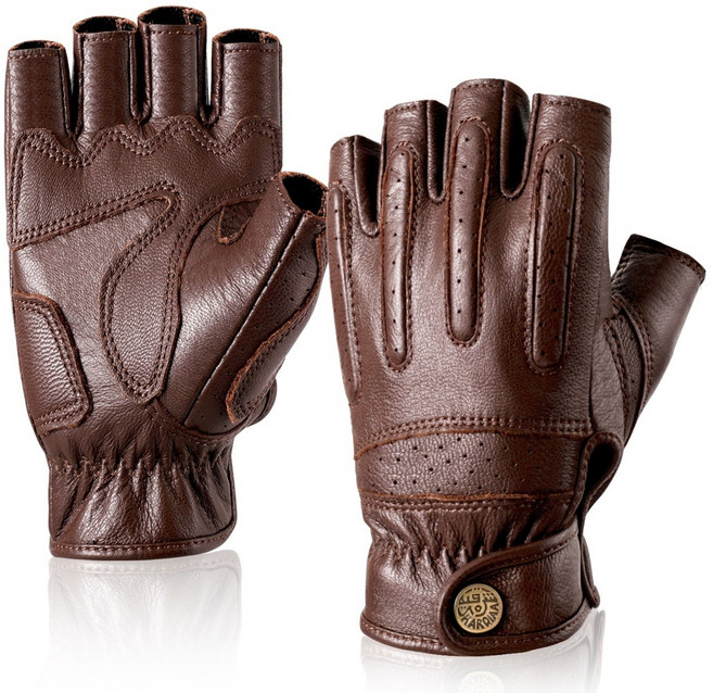 OMBRY 오토바이 장갑 봄 바이크 라이더 레이싱 가죽 스마트폰 터치 글러브5035, 반장갑, S