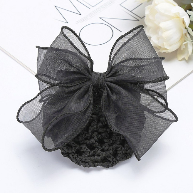 샤샤벨 더욱풍성한 시폰 리본 헤어망 여성 간호사 망사 리본핀 머리망