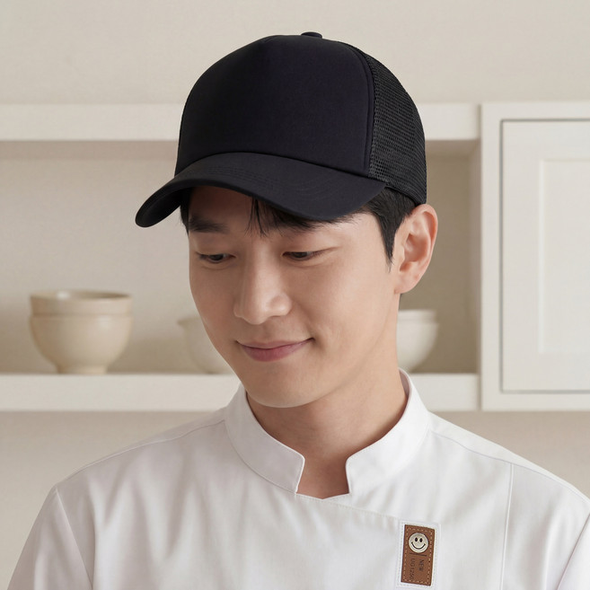퍼블릭스테이션 메쉬 캡 주방 위생 모자, 1개, Black - 메쉬