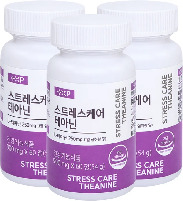 심신 마음 안정 스트레스 케어 테라피 테아닌, 3세트, 60정 - 쿠팡