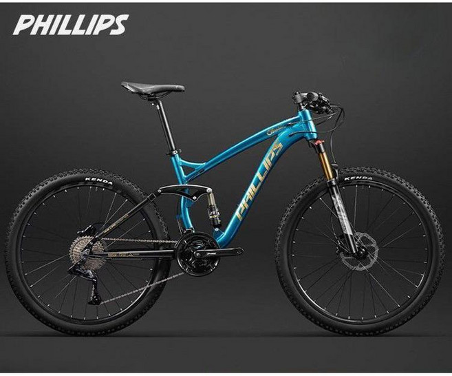 Phillips 알루미늄 MTB 자전거 풀샥 산악 유압 디스크 브레이크 오프로드, 27단 기계식 디스크브레이크, 167cm, 골드 / 24인치, 1개