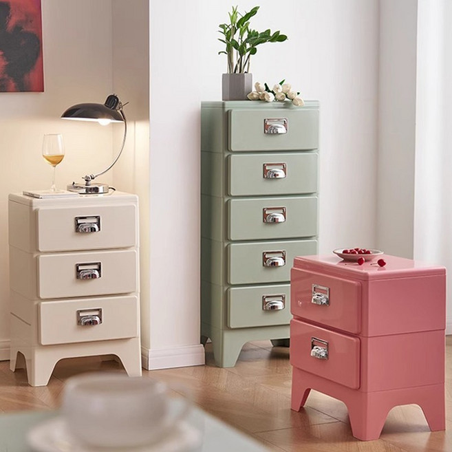 로얄다이아 싱글 글로시 캐비넷 수납장 서랍장, 핑크