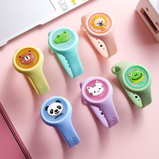 유아부터 성인까지 모기퇴치밴드 LED팔찌 동물모양 형광 야외활동, 모기팔찌-LED 미포함-색상랜덤, 1개