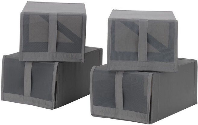 이케아 스쿠브 신발함 4 개 다크그레이22x34x16cm, 기본