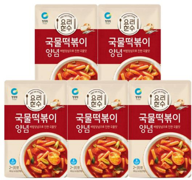 대상 청정원 요리한수 국물떡볶이 양념, 5개, 140g
