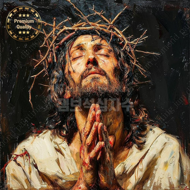 대형보석십자수 고통의 예수님 기도하는 고난 잼보석 비즈, 50x50 /이미지크기 40x40 cm