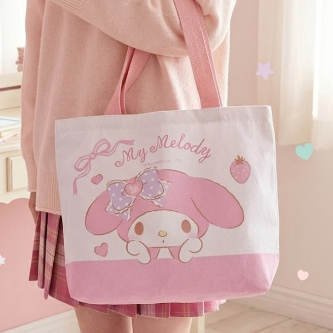 산리오 데일리백 마이멜로디 캔버스백 데일리 보조가방 피크닉백 에코백 숄더백