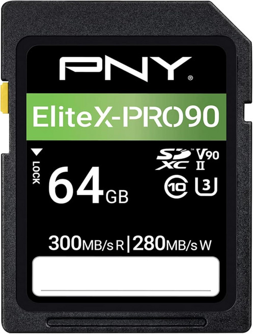 PNY 64GB EliteX-PRO90 UHS-II SDXC 메모리 카드 - R300MBs W280MBs U3 V90 8K UHD 전문 사진작가 및 콘텐츠 제작자를 위한 풀 HD, 128GB