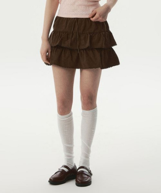 whoau Dyeing Short Tiered Skirt / WHWHG1161F